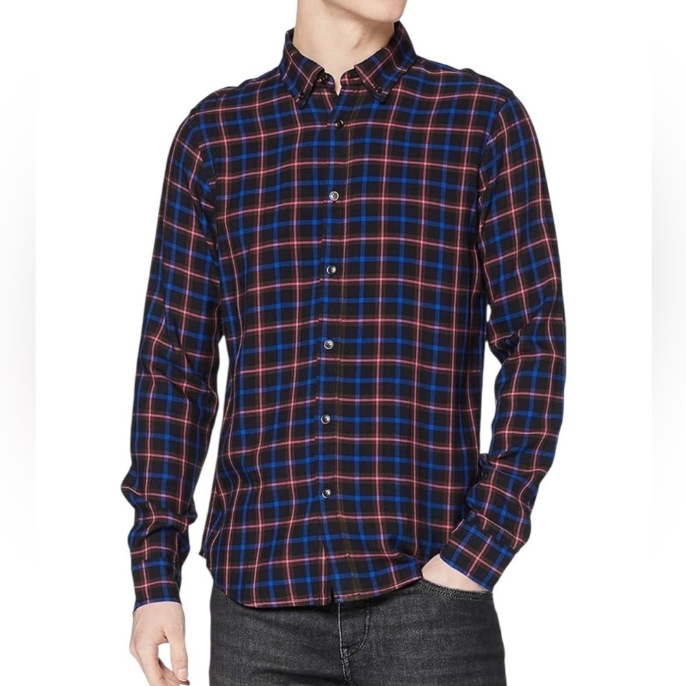 Scotch & Soda Men's Lenzing Ecovero Checked Shirt in Regular Fit Size M